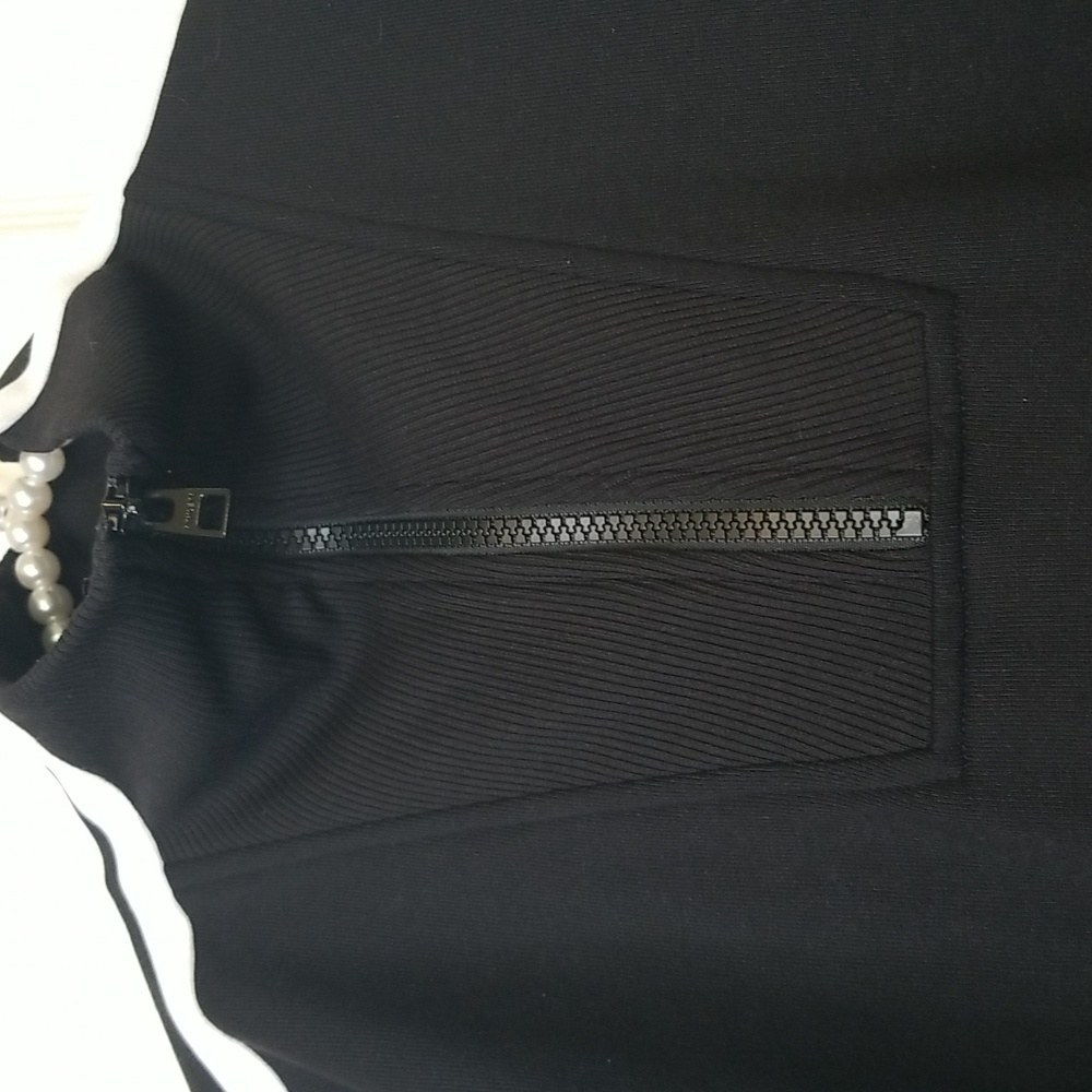 Athleta Circa Black With White Stripes Longsleeve Mini Track Dress - Picture 4 of 15